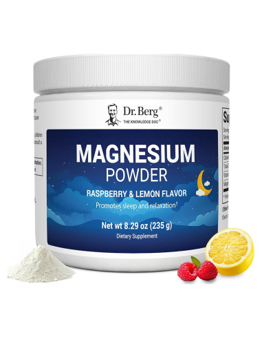 Polvo de Magnesio Glicinato Dr. Berg 227g - Sabor Frambuesa Limón