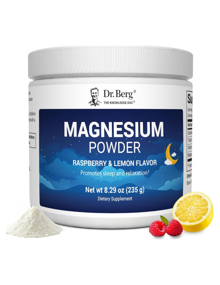 Polvo de Magnesio Glicinato Dr. Berg 227g - Sabor Frambuesa Limón