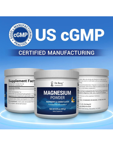 Polvo de Magnesio Glicinato Dr. Berg 227g - Sabor Frambuesa Limón