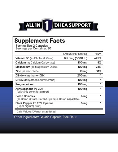 Suplemento DHEA Nueva Era 60 Cápsulas con Pregnenolona y DIM