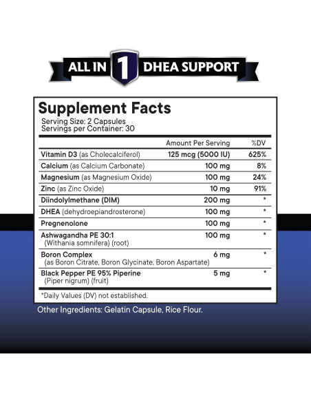 Suplemento DHEA Nueva Era 60 Cápsulas con Pregnenolona y DIM