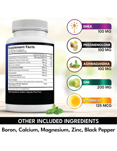 Suplemento DHEA Nueva Era 60 Cápsulas con Pregnenolona y DIM