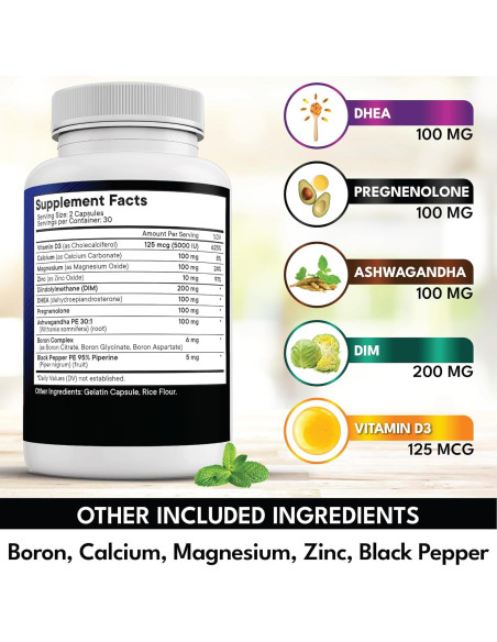 Suplemento DHEA Nueva Era 60 Cápsulas con Pregnenolona y DIM