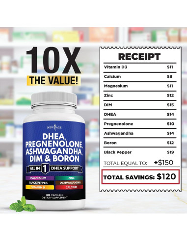 Suplemento DHEA Nueva Era 60 Cápsulas con Pregnenolona y DIM