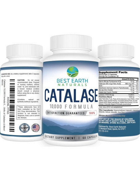 Suplemento de Catalasa Best Earth Naturals 10,000 - 60 Cápsulas