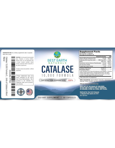 Suplemento de Catalasa Best Earth Naturals 10,000 - 60 Cápsulas