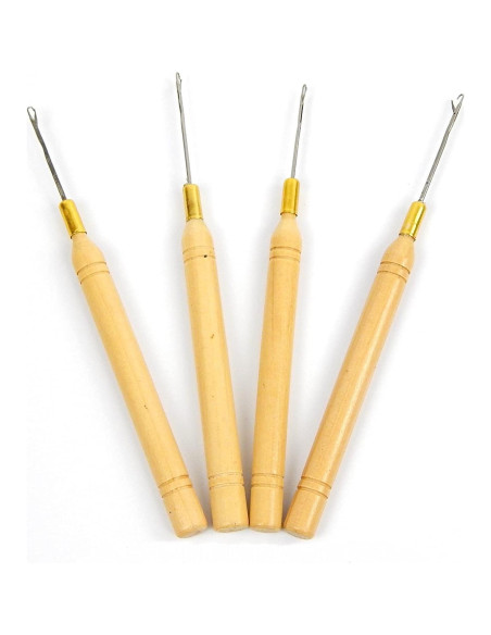 4 Agujas de Ganchillo BHQ para Extensiones de Cabello