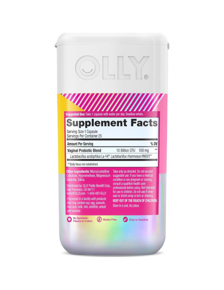 Cápsulas OLLY Happy Hoo-Ha Probioticos Salud Vaginal 25 Unidades