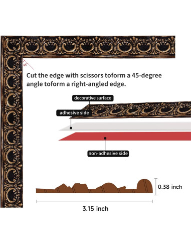 Moldura Autoadhesiva Flexible Leenevs 3m PVC Latón