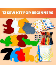 Kit de Costura para Niños QUOKKA - 12 Animales de Fieltro 2