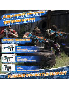 Blaster de Espuma Automático JIFTOK con 120 Dardos - Azul 2