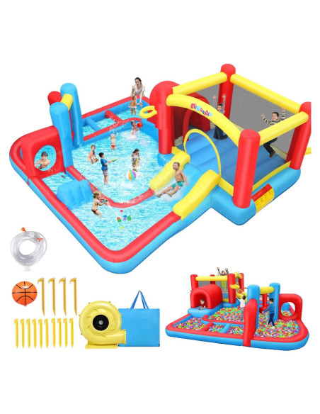 Casa Inflable AKEYDIY con Resbaladilla y Piscina 4.37m