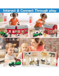 Juguete de Granja de Madera YEEBAY con 10 Animales 30x16x23cm 2