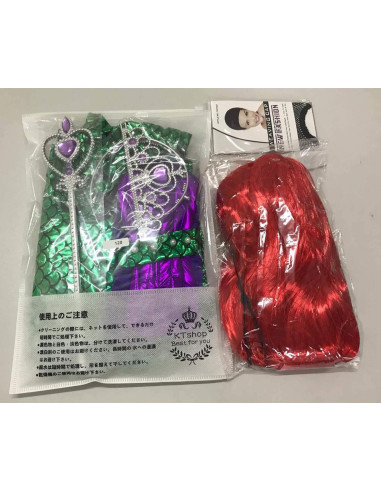 Disfraz de Sirena para Niñas 3-4 Años con Peluca y Tiara