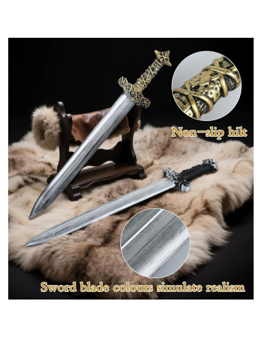 2 Espadas de Juguete Romanas Plata para Halloween y Cosplay