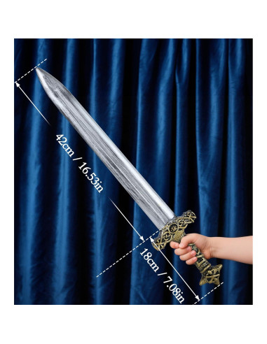 2 Espadas de Juguete Romanas Plata para Halloween y Cosplay