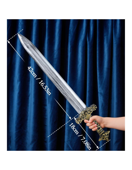 2 Espadas de Juguete Romanas Plata para Halloween y Cosplay