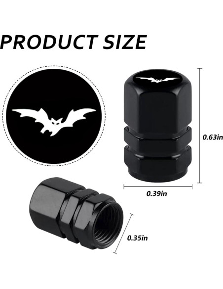 Tapas de Válvula de Neumático Ldntly Murciélago 4 Piezas