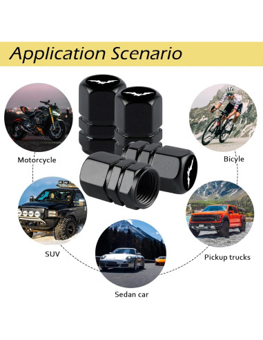 Tapas de Válvula de Neumático Ldntly Murciélago 4 Piezas