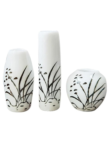 3 Jarrones Mini de Cerámica para Casa de Muñecas - Adorno Jardín
