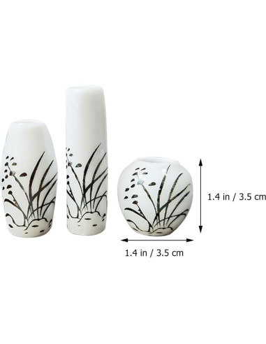 3 Jarrones Mini de Cerámica para Casa de Muñecas - Adorno Jardín