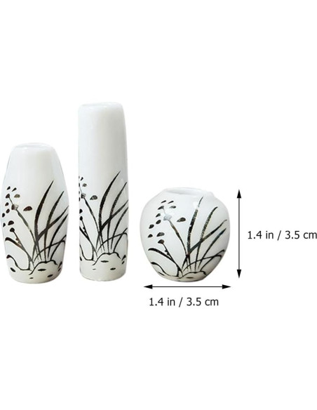 3 Jarrones Mini de Cerámica para Casa de Muñecas - Adorno Jardín