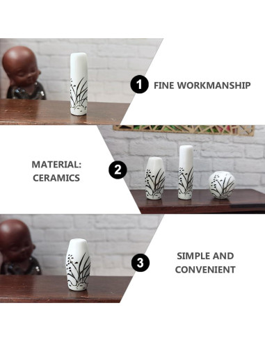 3 Jarrones Mini de Cerámica para Casa de Muñecas - Adorno Jardín