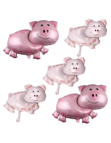 5 Globos de Cerdo Rosa de Foil para Baby Shower y Cumpleaños