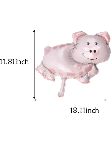 5 Globos de Cerdo Rosa de Foil para Baby Shower y Cumpleaños