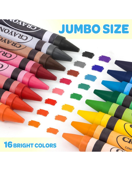 16 Crayones Jumbo Lavables Officygnet para Niños 1-8 Años