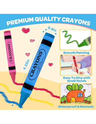 16 Crayones Jumbo Lavables Officygnet para Niños 1-8 Años