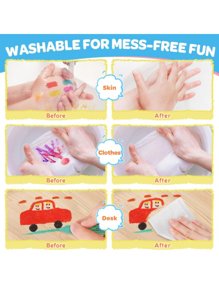 16 Crayones Jumbo Lavables Officygnet para Niños 1-8 Años