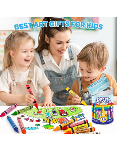 16 Crayones Jumbo Lavables Officygnet para Niños 1-8 Años