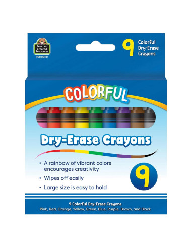Crayones de Borrado en Seco Teacher Created Resources - 9 Colores