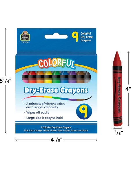 Crayones de Borrado en Seco Teacher Created Resources - 9 Colores