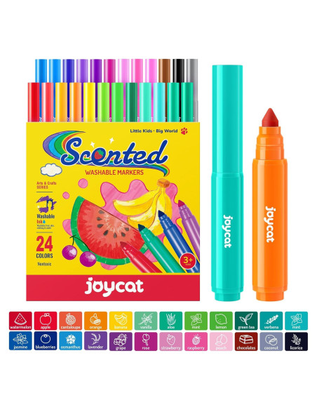 Marcadores Lavables Aromatizados JoyCat 24 Colores para Niños