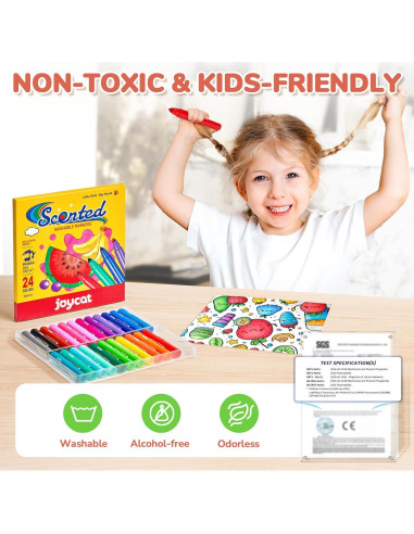 Marcadores Lavables Aromatizados JoyCat 24 Colores para Niños