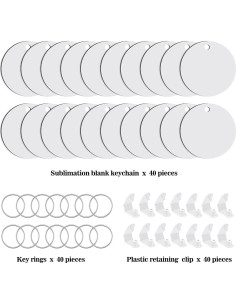 Duufin 120 Piezas Llaveros Redondos Sublimación 5cm MDF 2
