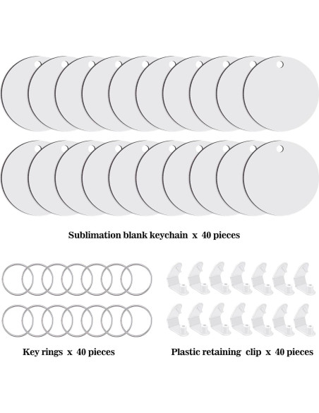Duufin 120 Piezas Llaveros Redondos Sublimación 5cm MDF