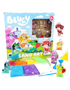 Kit de Arte de Arena Bluey - 5 Botellas y 7 Arenas de Colores