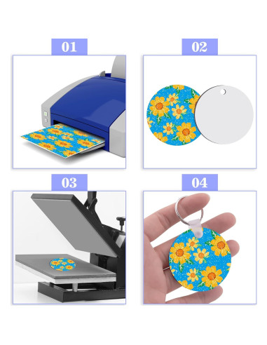 Duufin 120 Piezas Llaveros Redondos Sublimación 5cm MDF