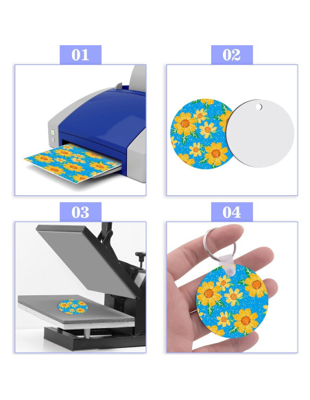 Duufin 120 Piezas Llaveros Redondos Sublimación 5cm MDF