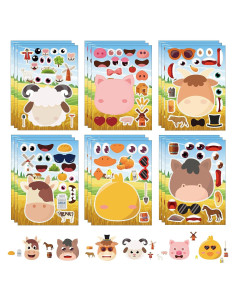 24 Hojas de Pegatinas de Animales de Granja DaiUni 21x15 cm