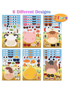 24 Hojas de Pegatinas de Animales de Granja DaiUni 21x15 cm 2