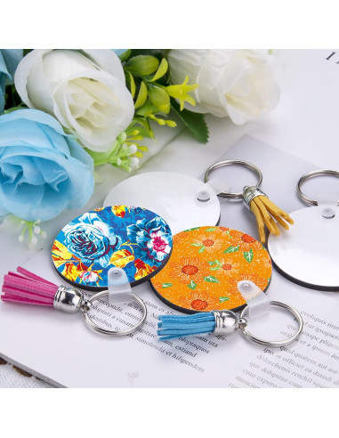 Duufin 120 Piezas Llaveros Redondos Sublimación 5cm MDF