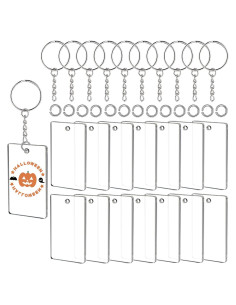 90 Llaveros Rectángulo Acrílico ArtCute 5x5 cm Transparentes