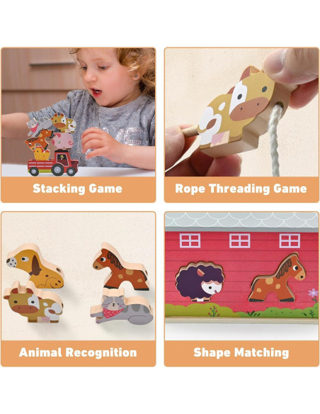 Juguete Educativo de Granero de Madera SAYHALO para Niños