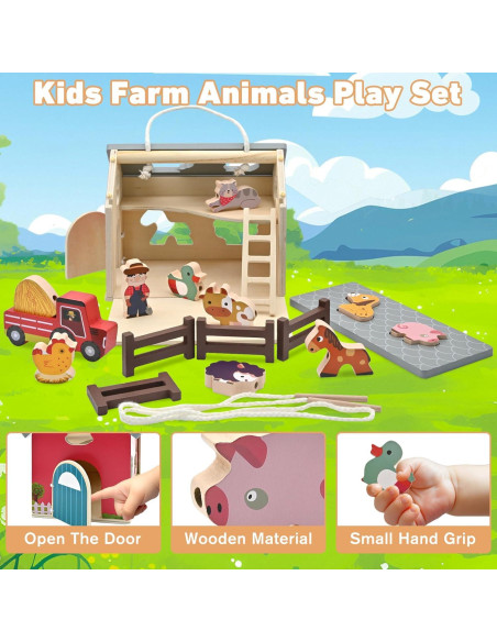 Juguete Educativo de Granero de Madera SAYHALO para Niños