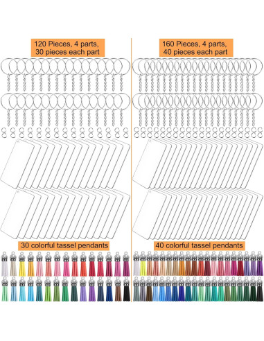 Set de 120 Piezas Llavero Acrílico Duufin con Borlas