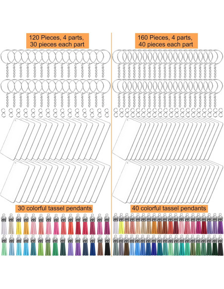 Set de 120 Piezas Llavero Acrílico Duufin con Borlas